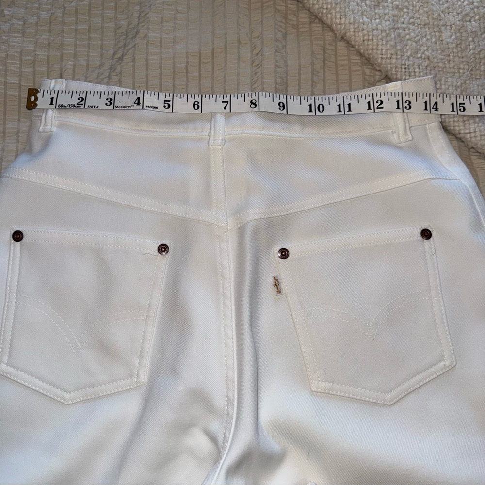 Levis Vintage White Polyester Slacks 28 - Picture 6 of 9